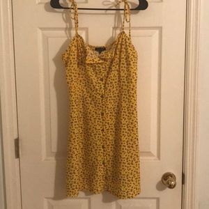 Yellow floral print mini dress